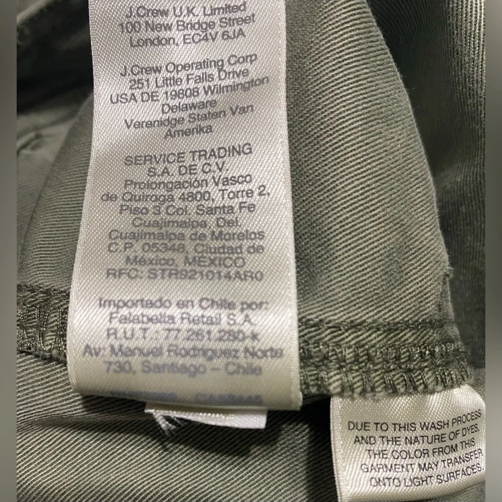 J.Crew The New Straight-Leg Cargo Pant Olive Green High Rise Twill Size 27